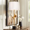Possini Euro Design Athena 33 1/2" Tall Large Modern End Table Lamp Pull Chain Gold Leaf Finish Metal Living Room Bedroom Bedside White Shade - 2 of 4