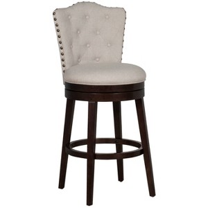 Edenwood Barstool Chocolate/Cream - Hillsdale Furniture: Swivel, Upholstered with Button Tufting & Nailhead Trim - 1 of 4