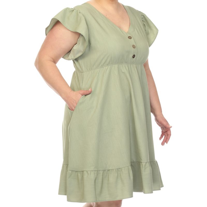 Plus Size Ruffle Sleeve Knee-Length Dress, 5 of 7
