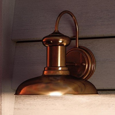 Urban Ambiance Luxury Luxe Industrial Outdoor Wall Light,  10.75"H x 10"W,  Solid Copper Finish, UHP1023