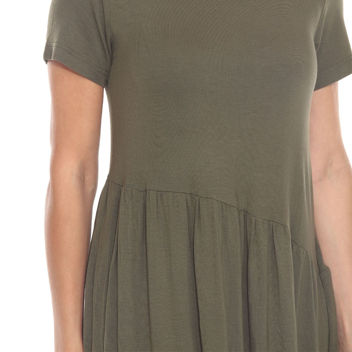 Women's Asymmetrical Waist and Short Sleeve Swing Dress - White Mark - thumbnail 9