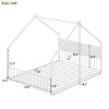 House Bed with Roof and Colorful Lights, Fun Bed for Kids and Teens, Low to Ground Design, Bed with Iron Frame Structure-Baofuwish - 4 of 4