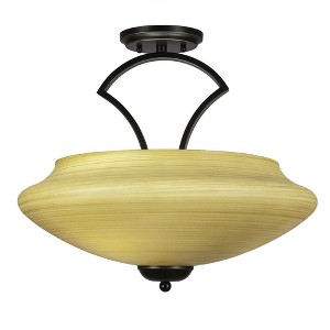 Toltec Lighting Zilo 3 - Light Flush Mount in  Dark Granite with 18" Zilo Cayenne Linen  Shade - 1 of 1