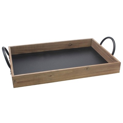 Rectangle Wood Serving Tray with Chalkboard Base Brown - Stonebriar Collection