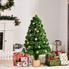 HOMCOM 3 FT Pre-Lit Artificial Table Christmas Tree, Fiber Optic Holiday Home Xmas Indoor Decoration with Golden Stand, Green - 3 of 4