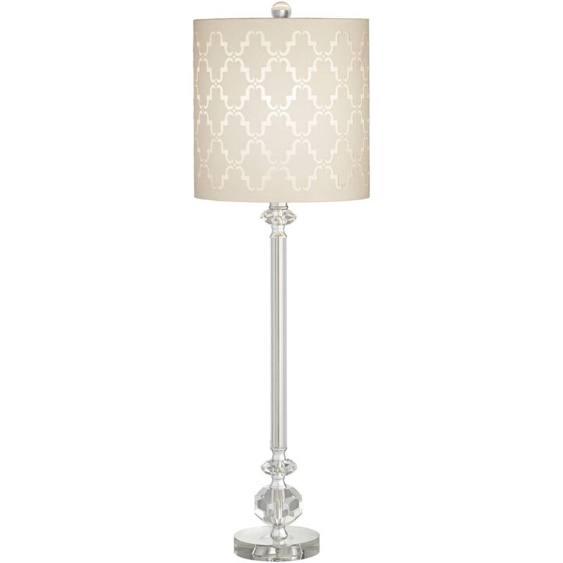 Vienna Full Spectrum Samantha Modern Buffet Table Lamp 32" Tall Clear Crystal Column Light Gray Fabric Shade for Bedroom Living Room Bedside Office, 1 of 11