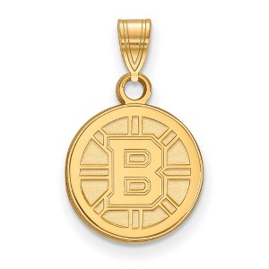 Black Bow Jewelry 10k Yellow Gold Boston Bruins NHL Small Pendant - 1 of 3