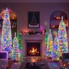 Whisen 8FT, 6FT, 4FT x 3 Pre-Lit Pencil Christmas Trees with Snow Flocking, 1820 Branch Tips, 350 LED Lights, 11 Lighting Modes - 2 of 4
