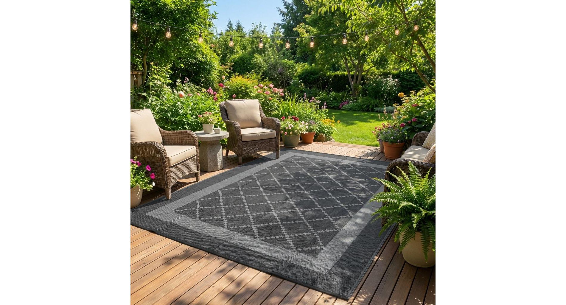 Outdoor Rug Waterproof Weather-Resistant Patio Mat Reversible Plastic Straw Outdoor Rugs for RV Camping RV Picnic Beach Balcony Backyard Porch