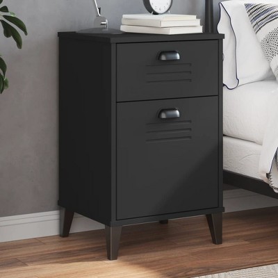 vidaXL Bedside Cabinet Accent End Table Bedroom Furniture Solid Wood Pine, 15.7"x13.8"x25.6", With 2 Drawers