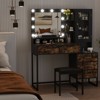 Makeup Vanity with Upholstered Stool & Charging Station, Vanity Desk with Mirror and Lights, Vanity Table Set with Jewelry Storage - 3 of 4