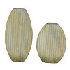Set of 2 Oval Textured Metal Vase White/Gold - Olivia & May - 4 of 4