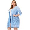 Agnes Orinda Women's Plus Size Lace Open Front 3/4 Sleeve Long Cardigans - 3 of 4
