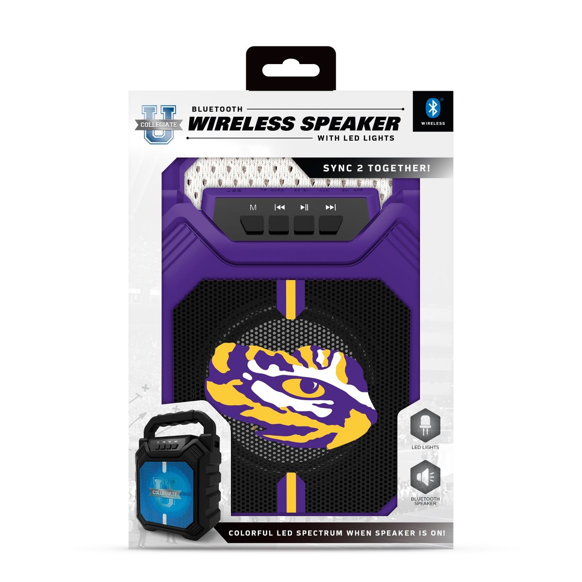 SOAR Collegiate LED ShockBox Wireless Bluetooth Speaker with FM radio- LSU Tigers - thumbnail 3