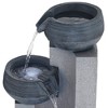 John Timberland Three Bowl 31 1/2" High Gray Faux Stone Fountain with LED Light - 3 of 4