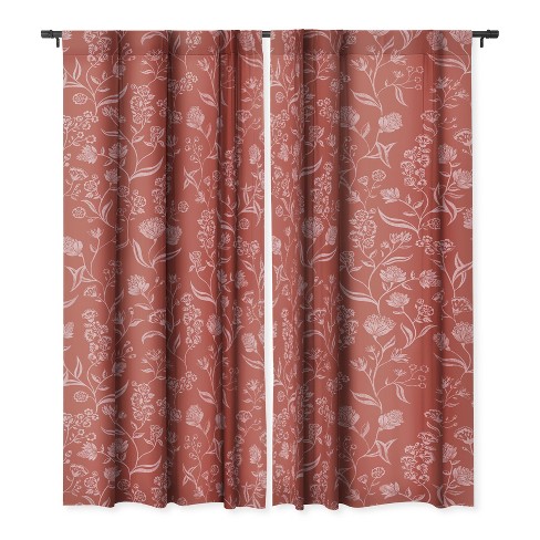 Schatzi Brown Ingrid Floral Copper Set of 2 Panel Blackout Window Curtain - Deny Designs - image 1 of 4