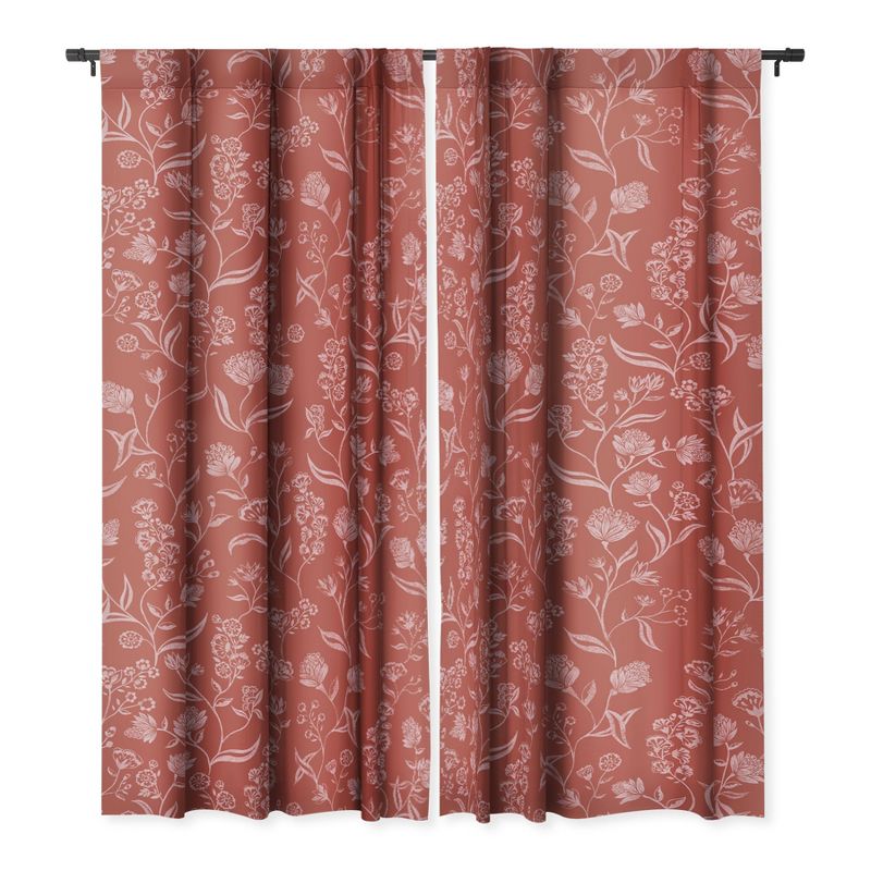 Schatzi Brown Ingrid Floral Copper Set of 2 Panel Blackout Window Curtain - Deny Designs, 1 of 5