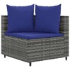vidaXL Patio Sofa Set with Cushions Lounge Setting Outdoor Furniture Poly Rattan - Gray and Blue 6-Piece - 3 of 4