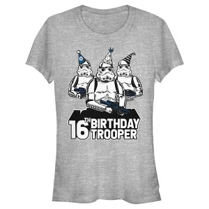 Juniors Womens Star Wars Stormtrooper Party Hats Trio 16th Birthday Trooper T-Shirt - 1 of 3