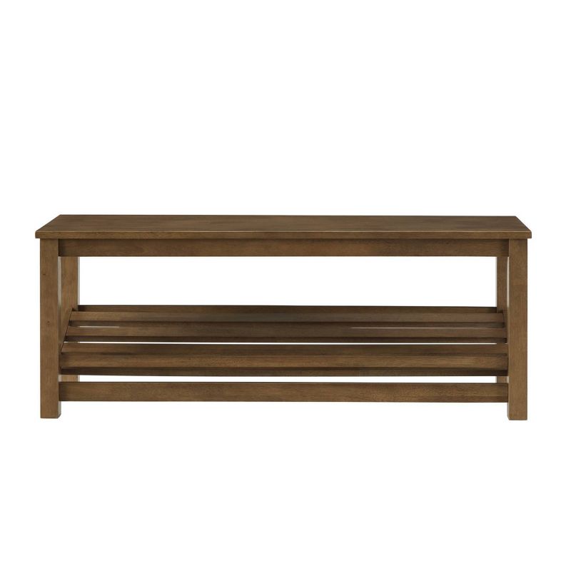 Modern Farmhouse Solid wood Shoe Storage Entry Bench Rustic Oak - Saracina Home, 4 of 9