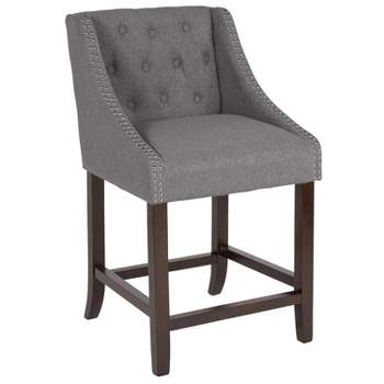Merrick Lane Upholstered Counter Stool 24" High Transitional Tufted Counter Stool with Accent Nail Trim