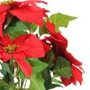Northlight 15.5" Red and Green Artificial Poinsettia Christmas Flower Arrangement in Silver Pot - 2 of 4