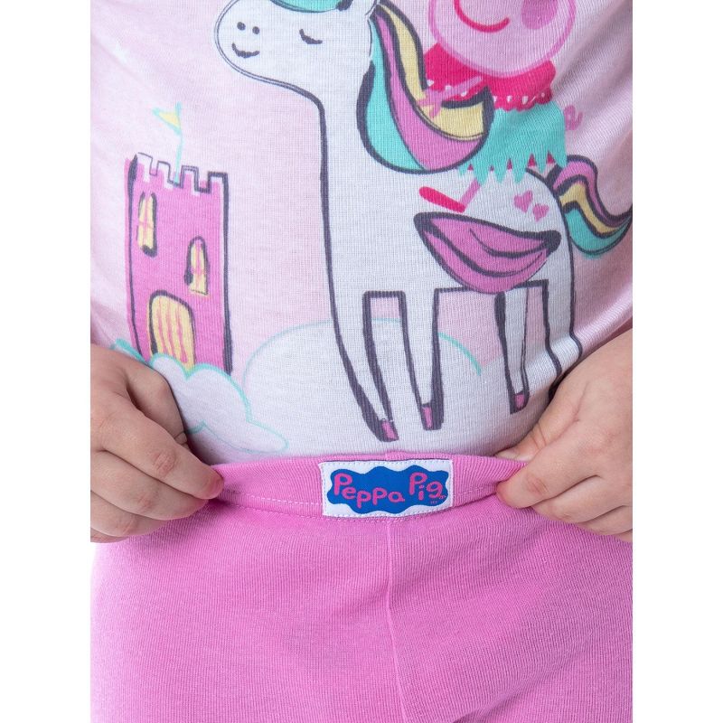 Peppa Pig Toddler Girls Princess Peppa On Unicorn 4 Piece Pajama Set, 5 of 8