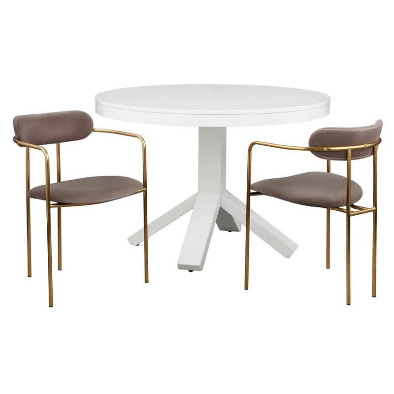 3Pc Canton Contemporary Dining Set White/Taupe - Buylateral, 1 of 12