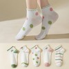 Anna-Kaci 5 Pairs Women's Low Cut Ankle Socks with Polka Dot and Stripe Patterns Soft Cotton Anti-Pilling Casual Everyday Style - 2 of 4