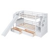 TIRAMISUBEST Twin over Twin Bunk Bed with Storage Staircase, Slide and Drawers, Wooden Bunk Bedframe with Bulit-in Desk with Drawers and Shelves - 4 of 4