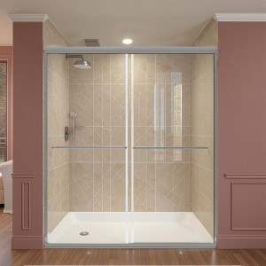 Bypass shower door, sliding door, with 6mm tempered glass and Matted black finish - 1 of 4