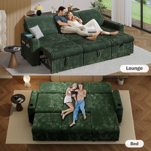 Vipbear 101" Sectional Sleeper Sofa Bed, Pull-Out Bed, Reclining Backrest, Reversible Storage Chaise, USB Ports & Cup Holders - 1 of 4