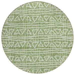 Green And Ivory Geometric Washable Indoor Outdoor Area Rug - 1 of 4