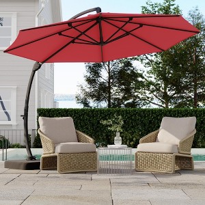 Outdoor Large Round Aluminum Offset Umbrella, Heavy Duty Offset Umbrella With 360¡ãRotation, Offset Patio Cantilever UmbrellaS With Base Included - 1 of 4