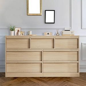 6 Drawer Dresser with Large Storage ,  Natural Oak 6 Chest of Drawers for Bedroom, Wooden Dresser Organizer for Living Room, Entryway - 1 of 4
