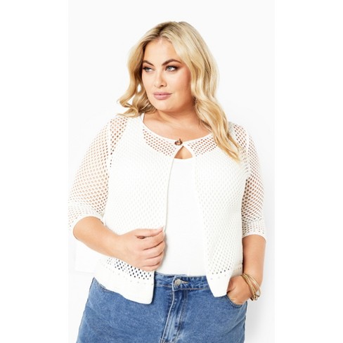 White crochet store cardigan plus size