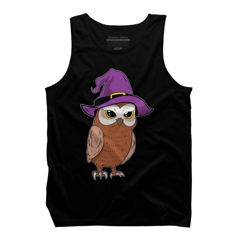 Men's Design By Humans Owl Witch Halloween T Shirt By thebeardstudio Tank Top, 1 of 5