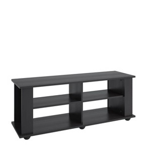 Flat Panel TV Stand for TVs up to 57" CorLiving Ravenwood Black: Open Shelving, MDF Frame, 90lb Capacity - 1 of 4