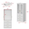 Hitow White Armoire Combination Wardrobe Modern Minimalist Style Embossed Lines - 3 of 4