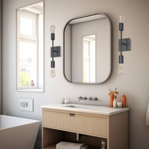 YANSUN (2-Pack) 14.5 in. 2-Light Black Industrial Wall Sconce, E26 Base, for Bedroom, Living Room, Hallway, No Bulbs - 1 of 1