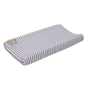 Little Love by NoJo Roarsome Lion - Grey, White Stripe Plush Changing Pad Cover with Yellow Lion Applique - 1 of 3