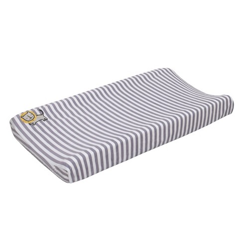 Little Love by NoJo Roarsome Lion - Grey, White Stripe Plush Changing Pad Cover with Yellow Lion Applique - image 1 of 3