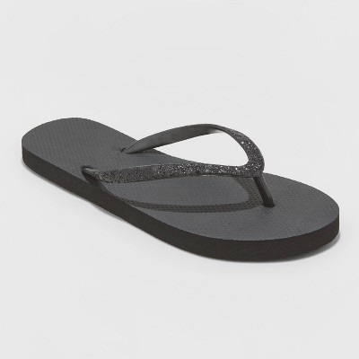 black flip flops with sparkles