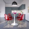 LeisureMod 5-Piece Dining Set with 35" Round Dining Table in White Iron Pedestal Base and 4 ABS Plastic Side Chair with Gold Base - 2 of 4