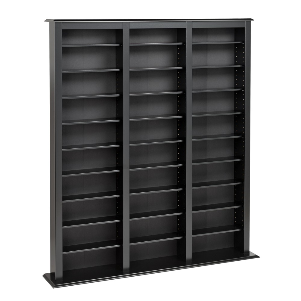 Photos - Display Cabinet / Bookcase Triple Width Barrister Tower Black - Prepac: Holds 1173 CDs, 567 DVDs, Adj