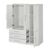 Whisen Classic Design 4-Doors Wardrobe Storage with Hanging Rods,Shelf and 3 Drawers - 4 of 4