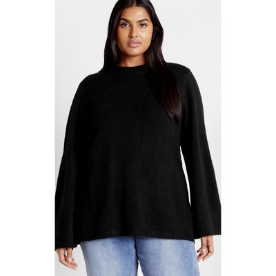 Women's Plus Size Bow Back Sweater - black | CITY CHIC