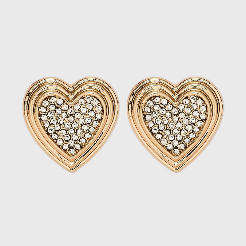 SUGARFIX by BaubleBar Crystal Heart Stud Earrings - Gold, 1 of 6