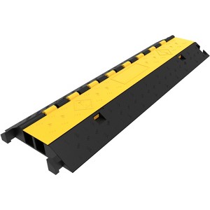 VEVOR 5-Set Rubber Cable Guard, Dual-Channel, Durable 66,000 lbs Capacity, Wire & Hose Protection Speed Bump for Driveways, Black&Yellow - 1 of 4