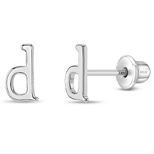 Girls' Polished Initial Letter Initial Screw Back Sterling Silver Earrings - In Season Jewelry - 1 of 4